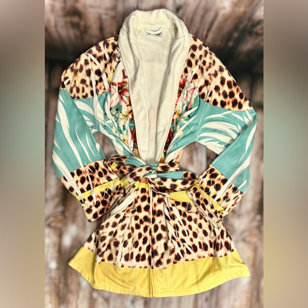 The Strip Las Vegas || Mixed Print Tie Front Terry Robe - One Size
